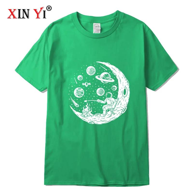Mens Tshirt High Quality 100 Cotton Funny Astronaut Moon Barbecue Print Casual Loose Cool Men Oneck Tshirt Tee Tops