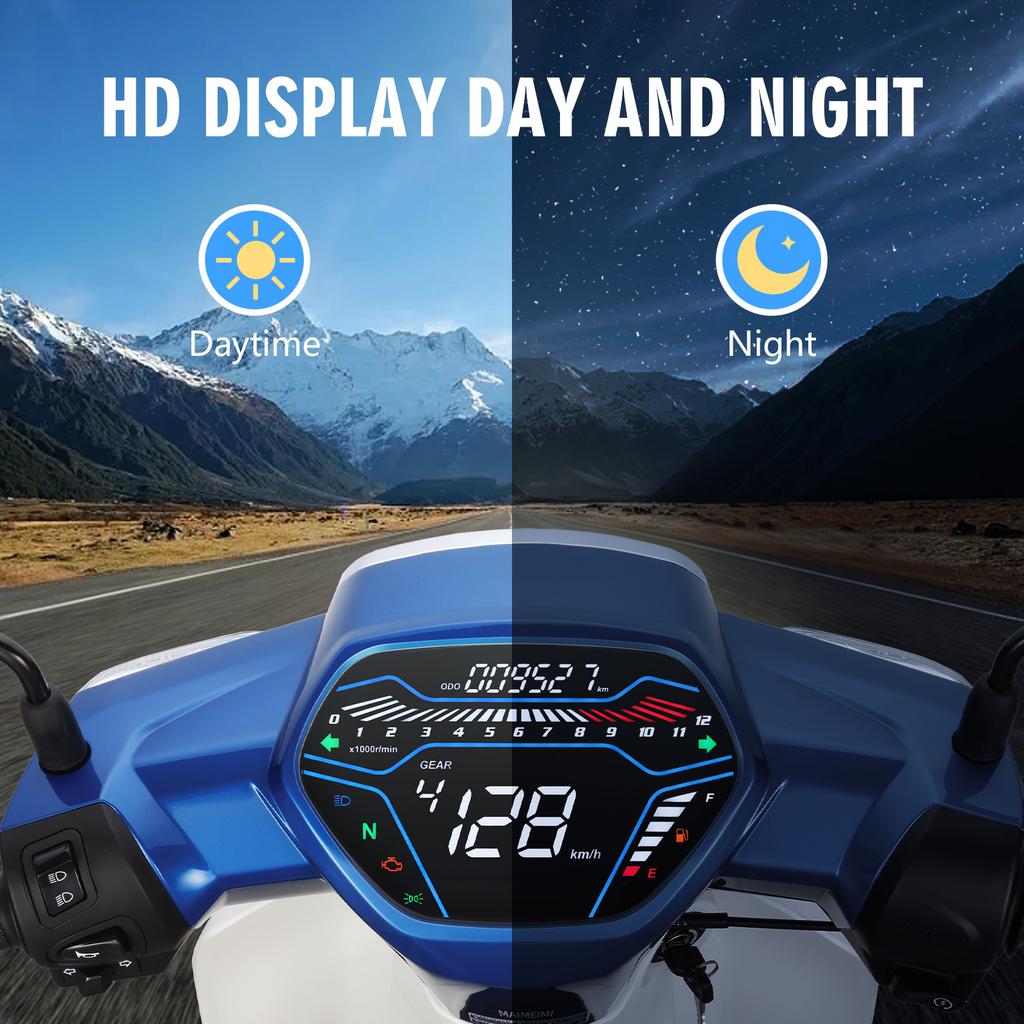 Digital Motorcycle Speedometer White Backlight Multi LED Dashboard RPM For EX5 Class1 CX DX Honda Wave C100 CD100 Speed Odomete