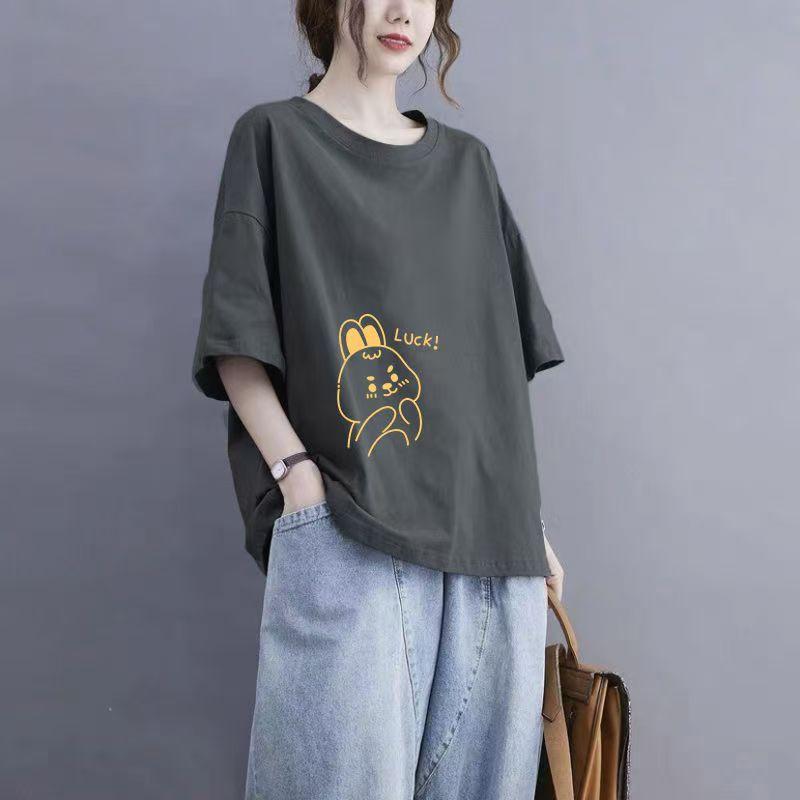 

Новая женская футболка с коротким рукавом, бежевая футболка с принтом, женская летняя 2XL