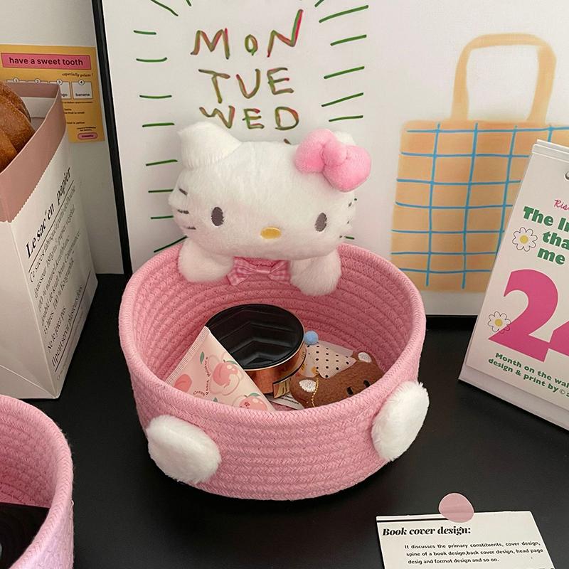 

Japanese Kawaii Storage Basket Cute Cosmetics Toys Snacks Storage Box Home Bedroom Decoration Birthday Gift розовый