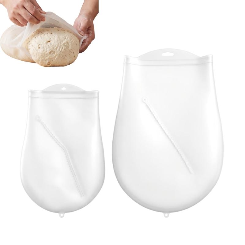 Silicone Bread Proofing and Kneading Bag Set, 2 Dough Mixer Bags in Large and Small Size for Tortillas Flour Mixing, Resting and Baking Preps