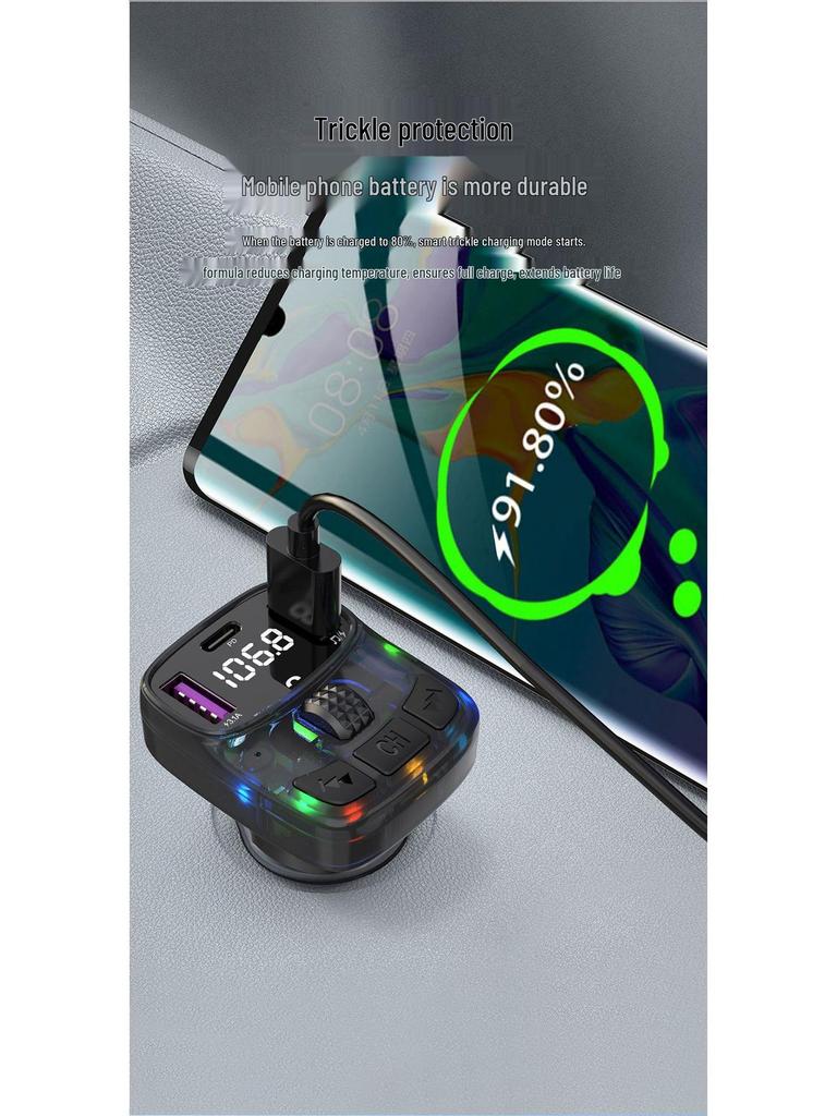 Bluetooth Car FM Transmitter & MP3 Player with High-Quality Sound and Cigarette Lighter Charger