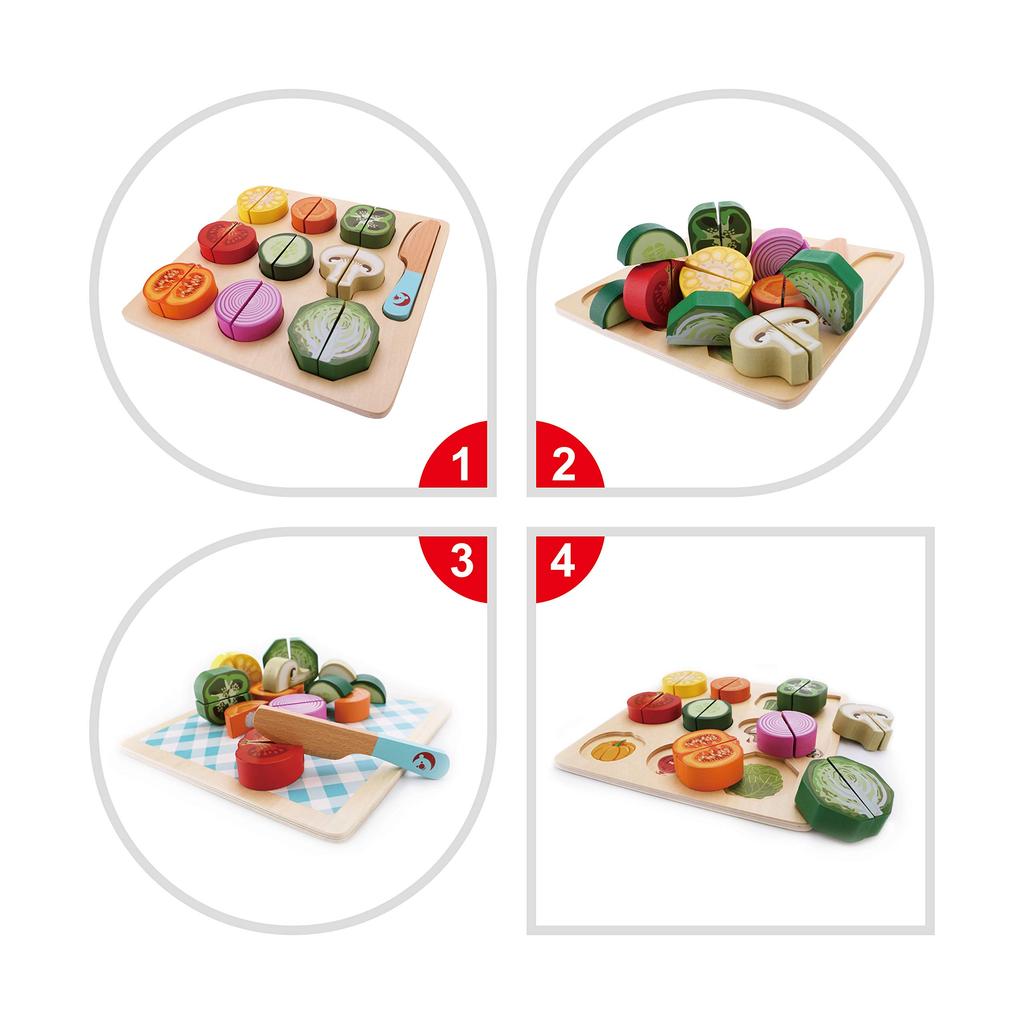 Classic World Cutting Vegetable Puzzle, Shape-Matching Puzzle, Picture Matching, Colorful Vegetables, Wooden Pretend Play Toy, Half Birthday Gift for