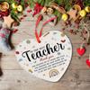 Teacher Appreciation Gift Ornament To The Best Teacher Thank You for Helping Me Learn and Play Heart-shaped Ceramic Design Hanging Pendant