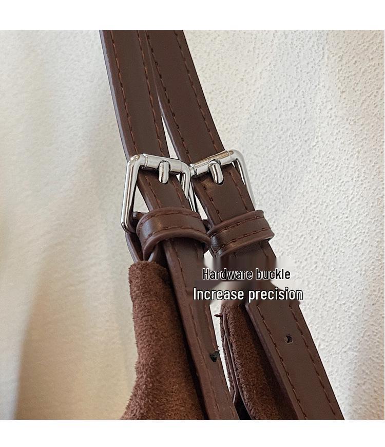 Elegant Suede Retro One-Shoulder Tote: Versatile, Large-Capacity Crossbody for Casual Commutes