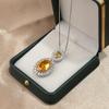 925 Sterling Silver High-end Luxury Bird's Nest Cut Orange Crystal Zircon Necklace Birthday Party Anniversary Wedding Gift