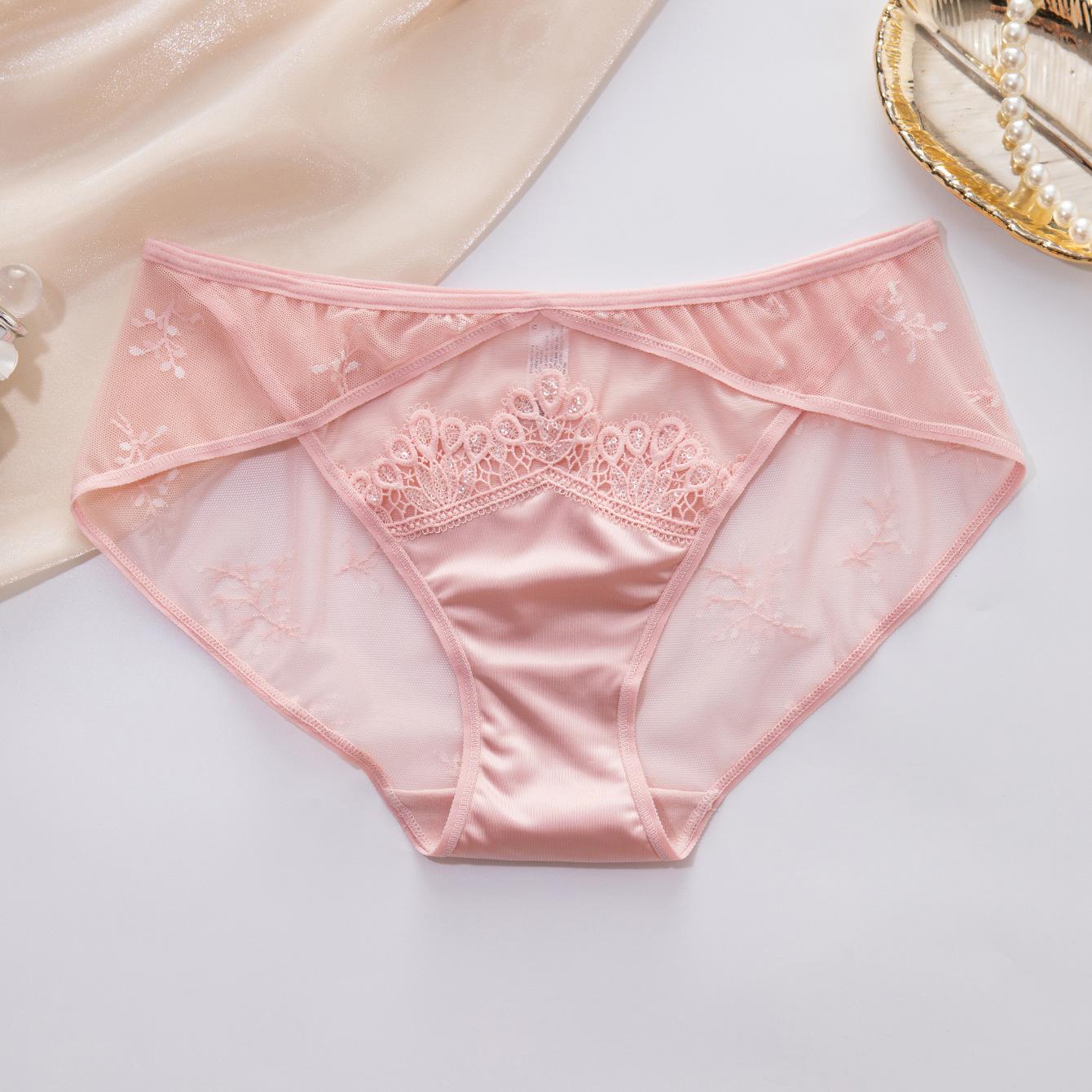

Водорастворимые кружевные трусики, сексуальные и дышащие, треугольные, с высокой эластичностью, женские M розовый