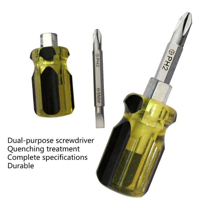 Screwdriver Interchangeable Short Slotted Cross Screwdriver Impact Double Head PH2 70mm Bit Nutdrivers Hand Tools