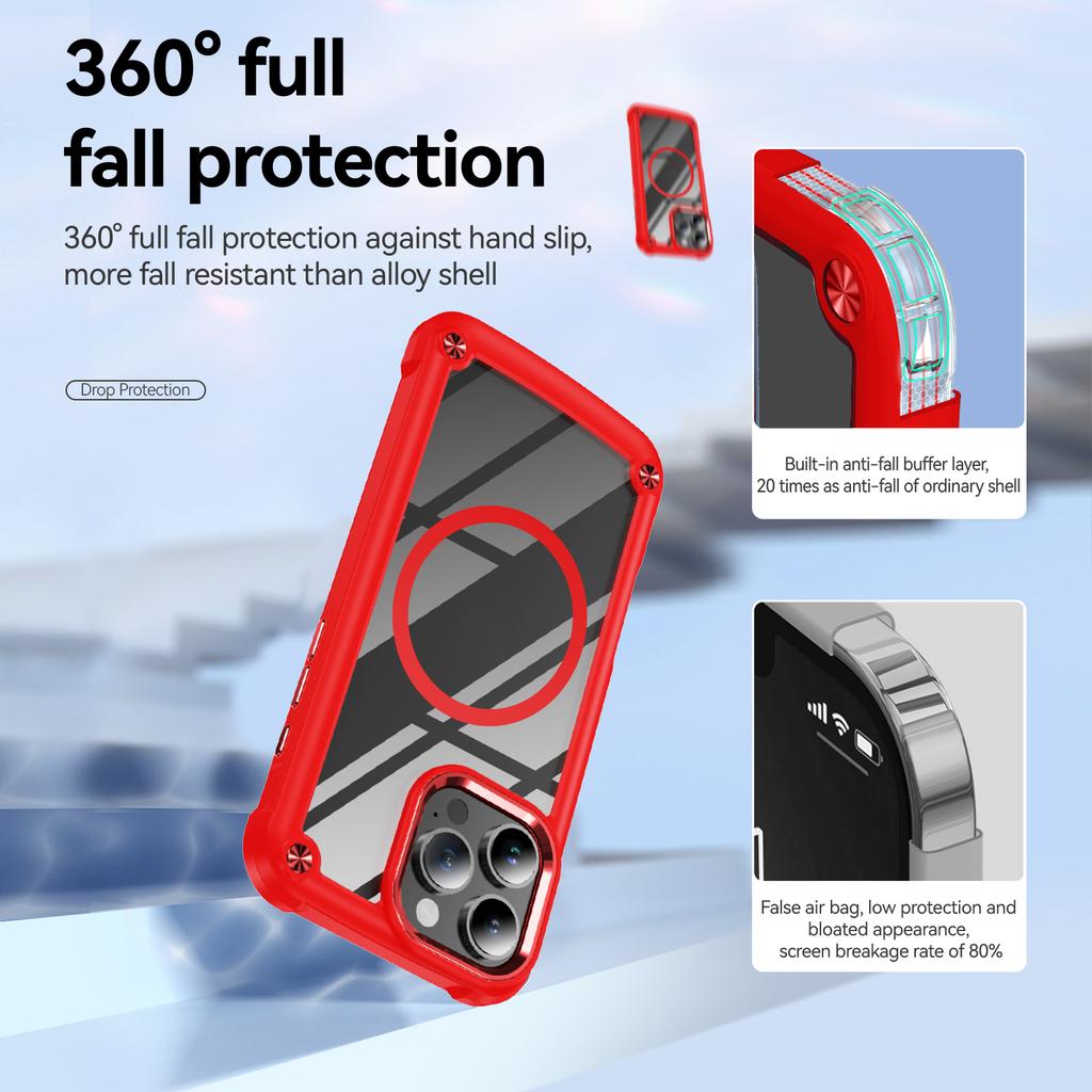 Heavy Armor Duty Air Bag Magnetic Case for For Iphone 17 Air 16 15 14 Plus 13 12 11 Pro Max Wireless Charge Shockproof Bumper Cover