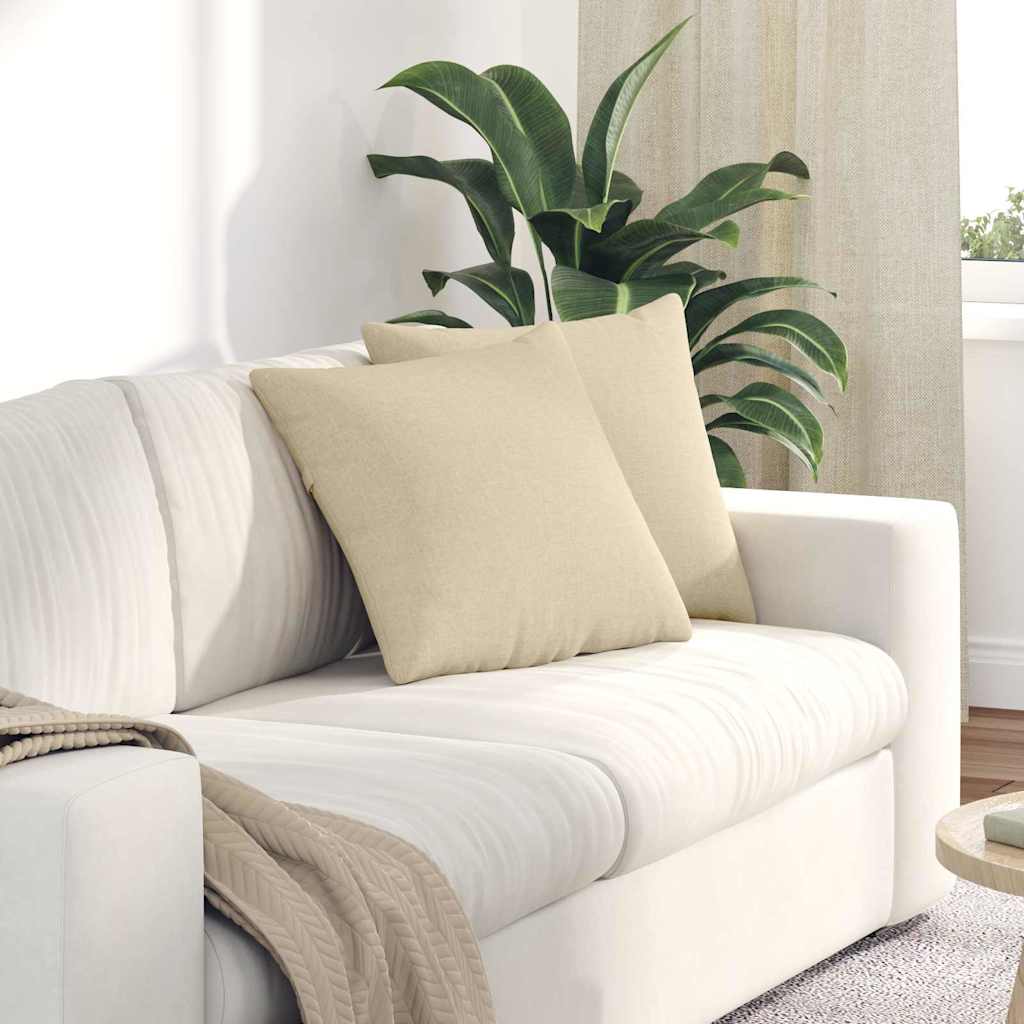 Sofa Cushions 2 pcs Cream 45 x 45 cm Fabric