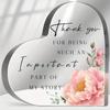 2D Flat, "Thank You for Being An Important Part of My Story" Heart-Shaped Thank You Gift Acrylic Desk Decor Plaque, Pink Peony Flower Design, Suitable