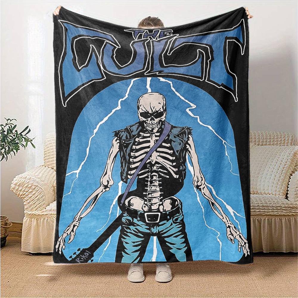 1pc dragon guitarThemed Blanket Soft Flannel All Season Cozy Throw with Bold Graphic Print, Travel, or Holiday Gift for Family & Friends