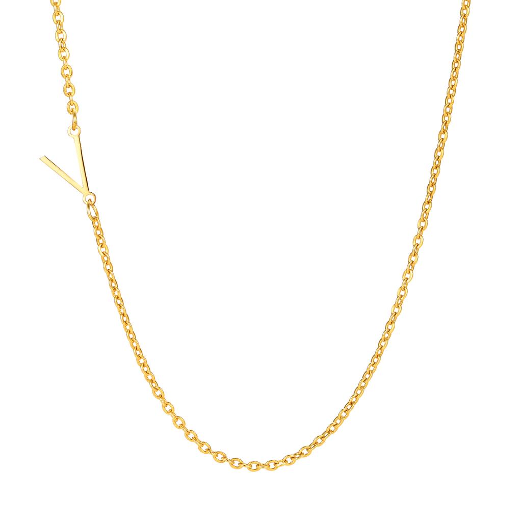 A-Z 26 Letters Initial Necklaces for Women 18k Gold Color Stainless Steel Necklace Rolo Chain Pendants Anniversary Jewelry