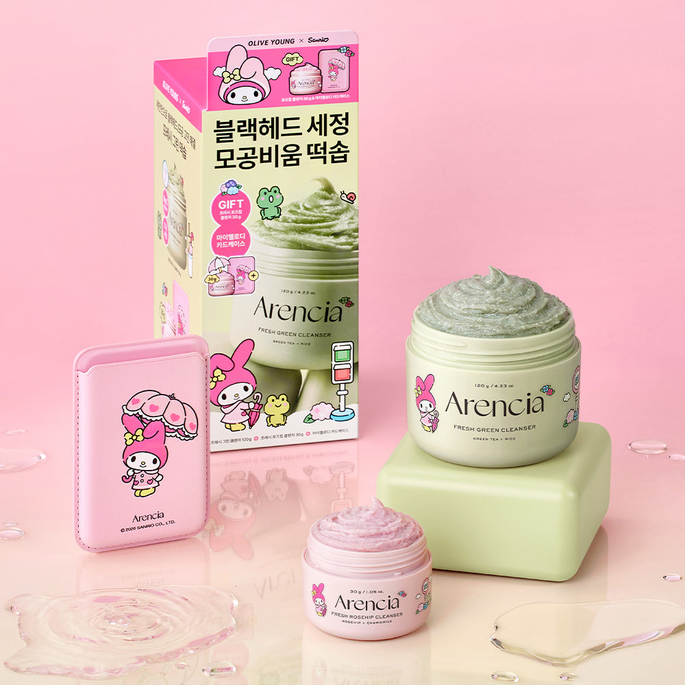 [my melody limited plan] arencia fresh green cleanser 120g(+rose hip 30g + card case)