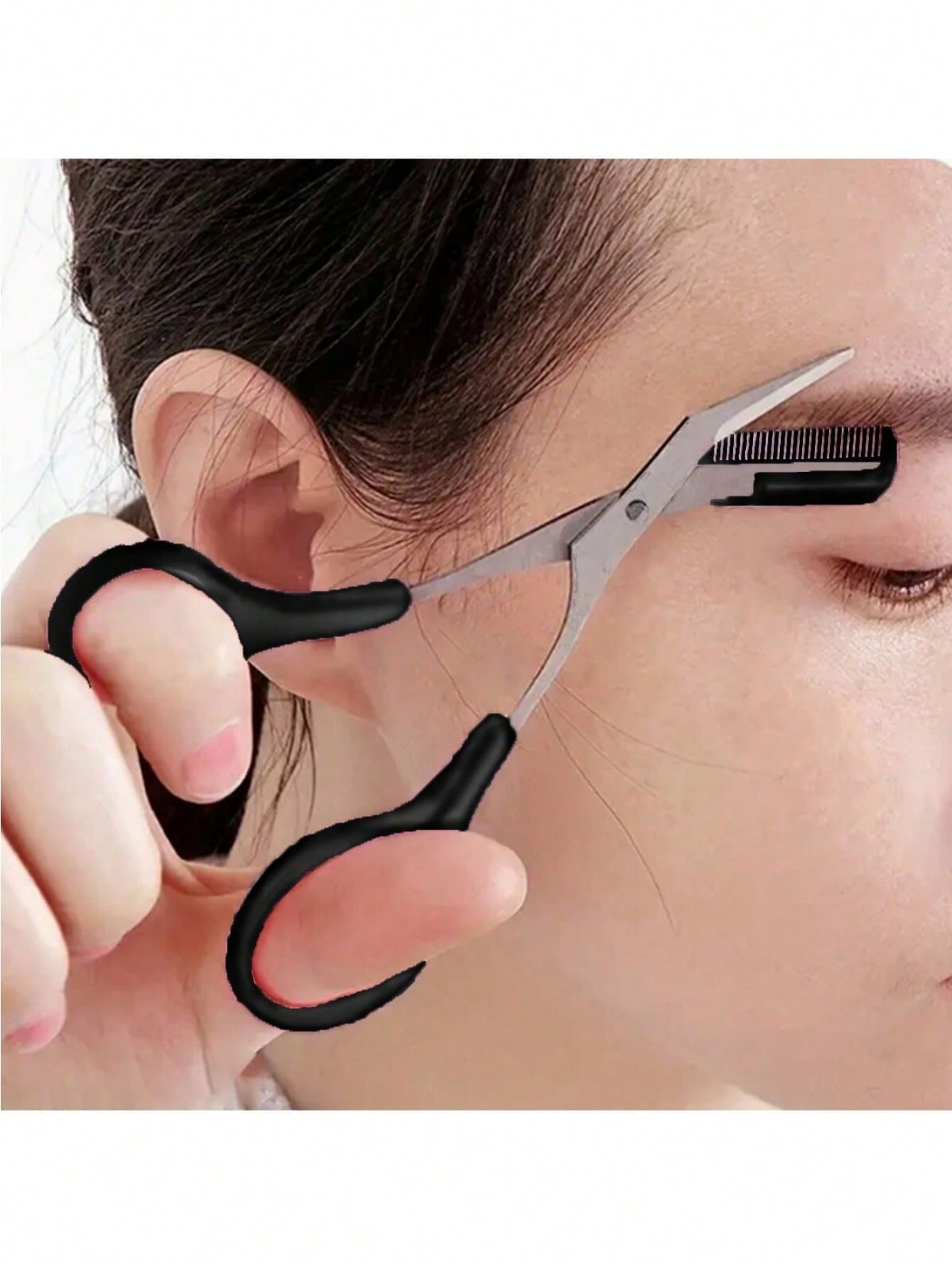 

1 шт. Маленькие ножницы, Ножницы для бровей из нержавеющей стали, Ножницы-расческа для бровей, Маленькие ножницы, Инструменты для мужчин one-size чёрный