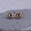 Natural Yellow Citrine Stud Earrings , Handmade Sterling Silver Earrings , Healing Stone Studs , Bohemian Quartz Earrings , Gift for Her