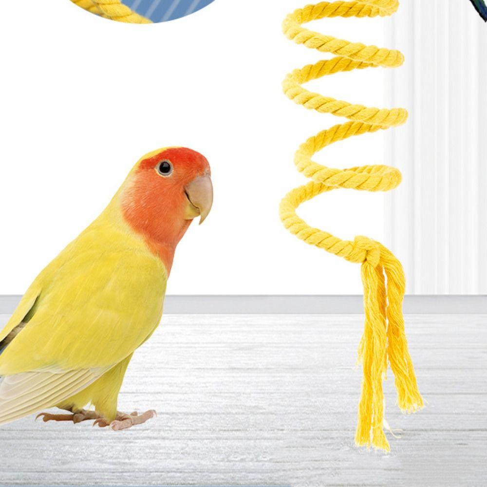 Cotton Parrot Bird Toy Rope Hanging Parrot Bell Stand Perch Cotton Rope Budgie Chew Toy  Bird Cage