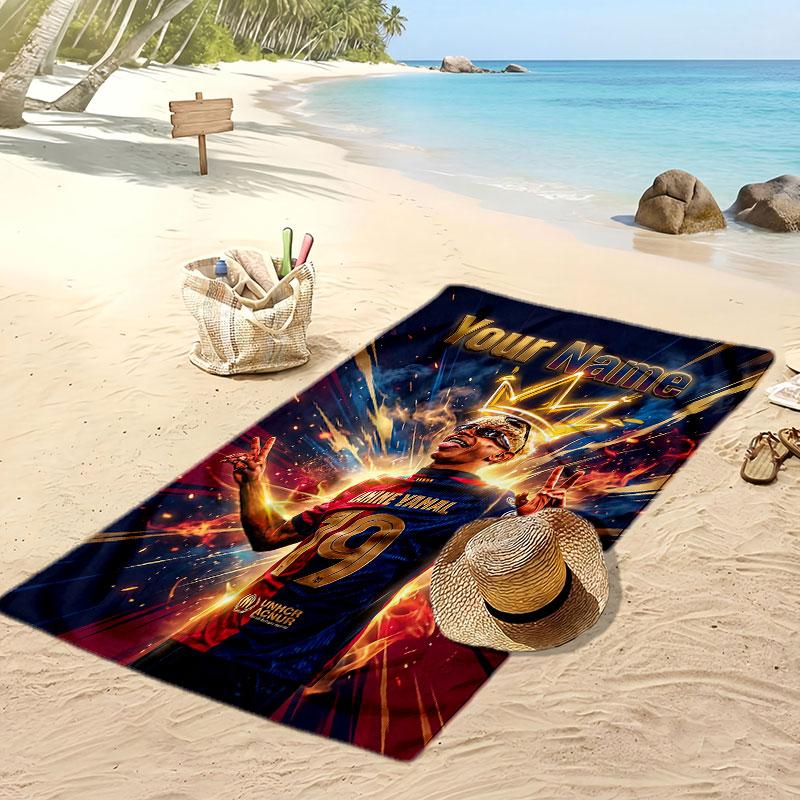 Lamine Yamal Personalisiertes Bedrucktes Strandtuch Fußball Logo Unterstützung Benutzerdefinierter Name Text Saugfähiges Handtuch Für Sport Reisen Besonderes Geschenk