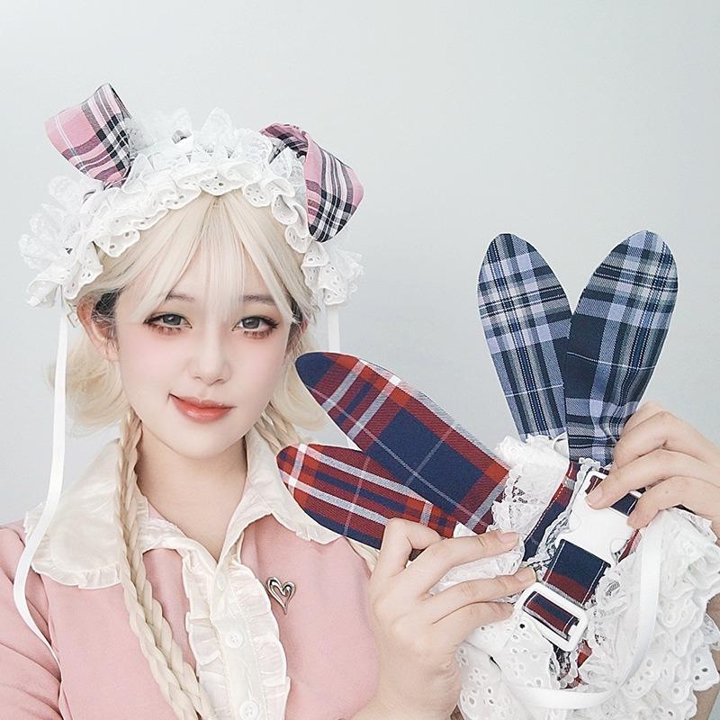 Subkultura retro kraciasta opaska z klamrą starożytna pasterska Lolita koronka o kocie uszy nakrycie głowy