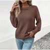 Autumn Casual Top Multi-Color Crew Neck Long Sleeve Jacquard Solid Color Women Sweater