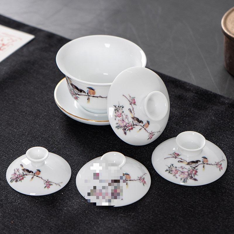 Gaiwan Teacup with Lid: White Porcelain Ceramic Tea Brewing Bowl, 7.5CM, Kung Fu Tea Set Accessory.