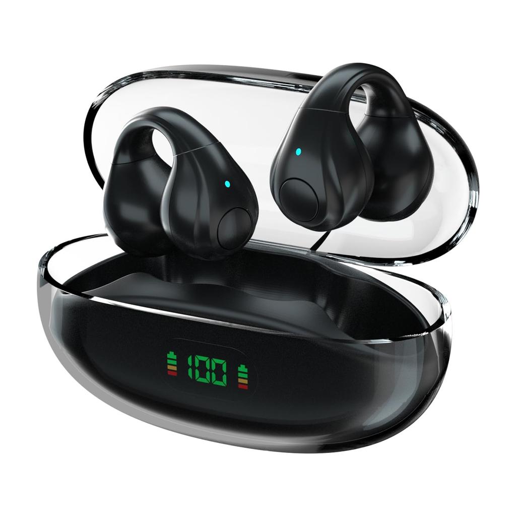 2025 New Bone Conduction Earphones, Wireless Bluetooth, Ear Cuff Style, Open Ear, Noise Reduction for Calls, Hi-Fi Sound, AACSBC Support, LCD Battery