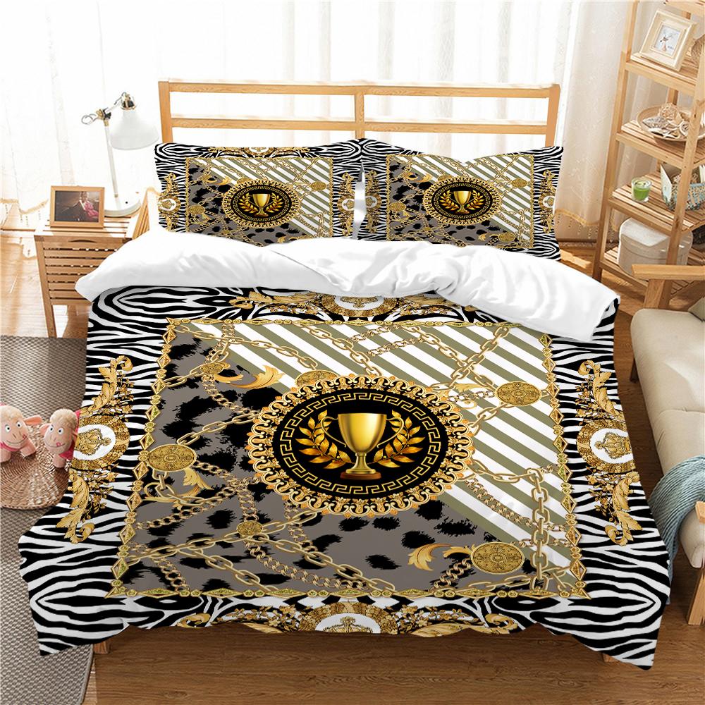 3D Digital Printing Luxury Quilt Cover Pillowcase Single Double Bed Household Textile Microfiber Soft Bedding Set 2/3 Pieces Gift