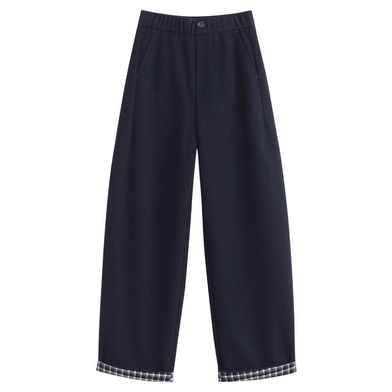 Brand Wool Women's High-Quality Casual High Waist Straight Leg Pants - Simple Luxurious Slimming Drape Design