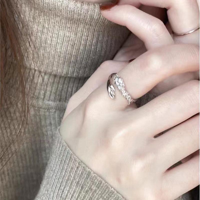 Adjustable Cross Zircon Open Ring - Stylish Geometric Design