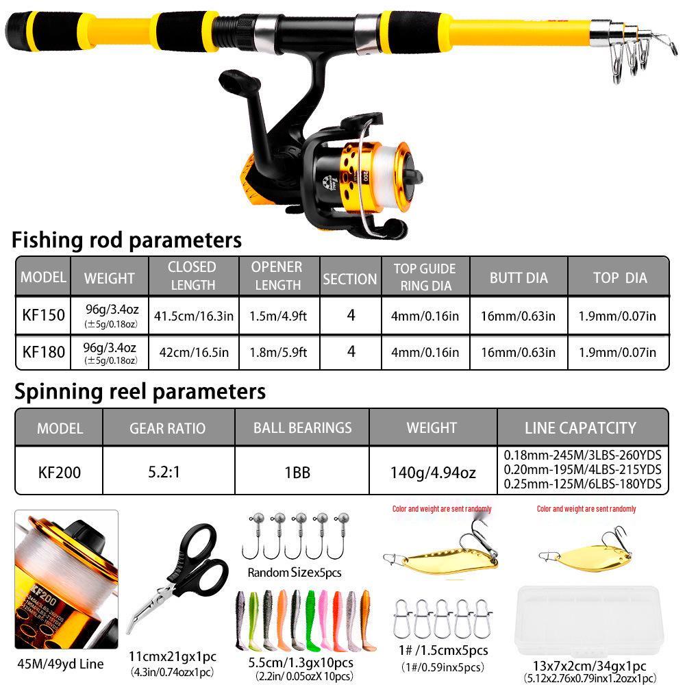 Beginner Long Cast Spinning Sea Fishing Rod & Reel Combo Set (1.5M/1.8M)