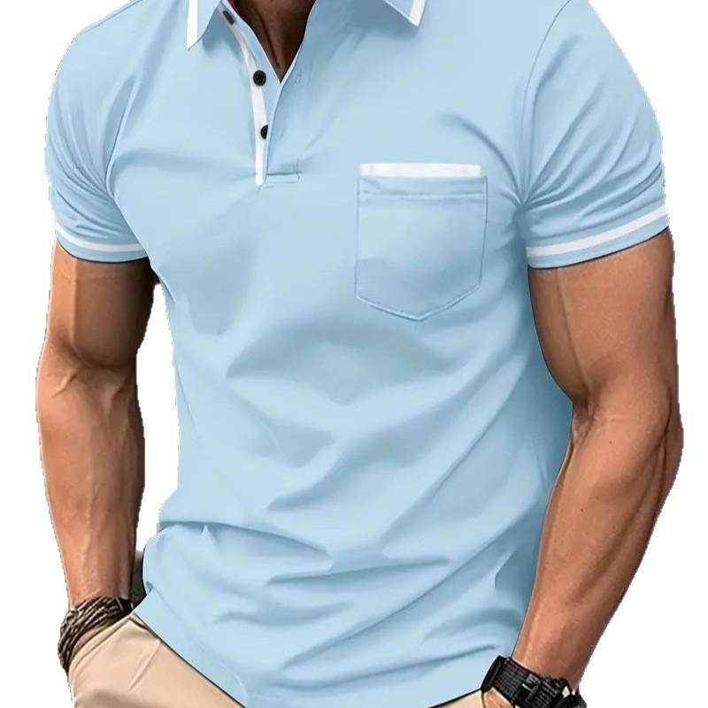 Mens Contrast Trim Short Sleeve Polo Shirt With Pocket