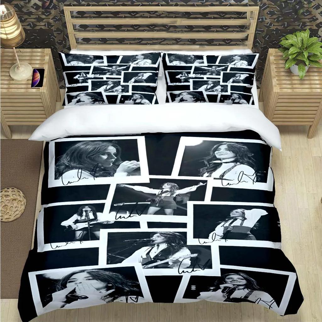 Popular Famous Singer C-Camila Cabello Print Bedding Sets Bed Supplie Set Comforter Set Teens Girls Twin Single Kid Gift