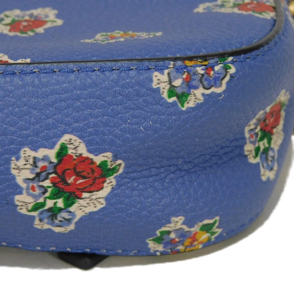 Used McGraw Floral Camera Bag (10833) 64449 7921 Floral Multicolor Chain Shoulder Bag with Double T Logo Blue Women's