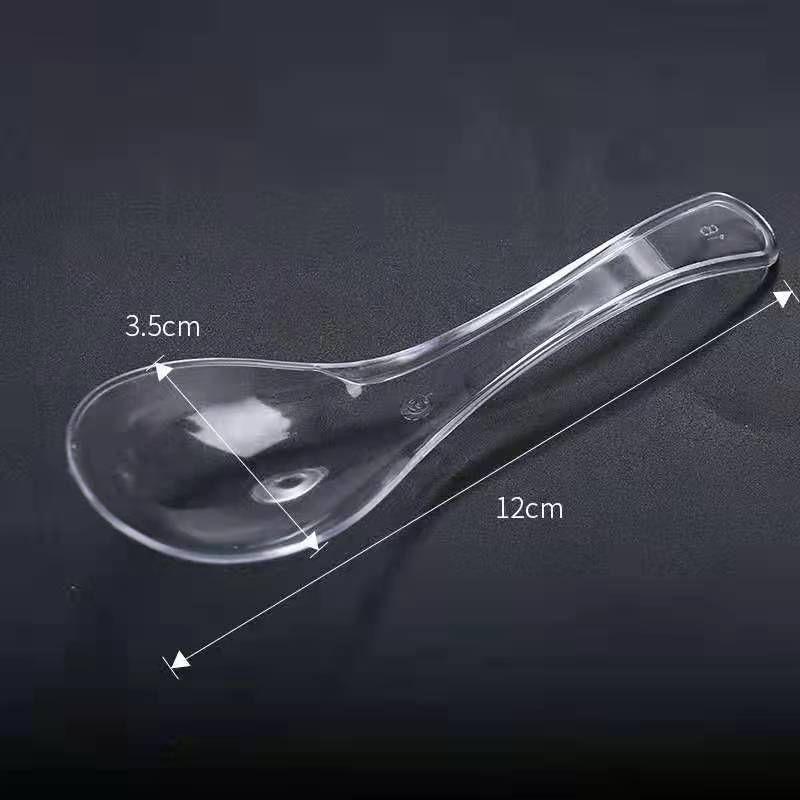 Crystal Clear Disposable Plastic Spoon - Thickened, Hardened, Individually Packaged for Porridge and Soup Takeaway 100 pieces