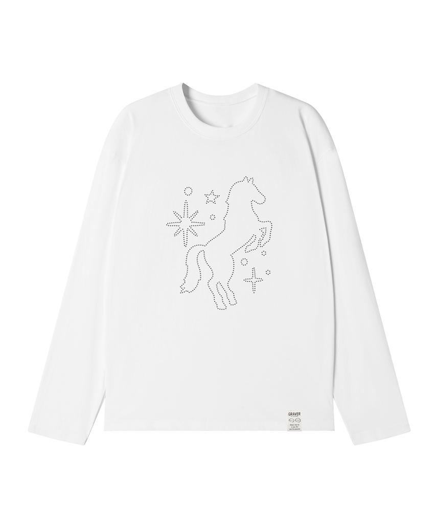 GRAVER [Unisex] Stud Dots Pony Long Sleeve T-Shirt_3 Colors