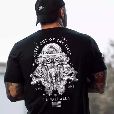 Summer Tactical Military Fan Crew Neck Half Sleeve American Tough Guy Ins Nordic Myth Printed Mens Short Sleeve Cotton TShirt
