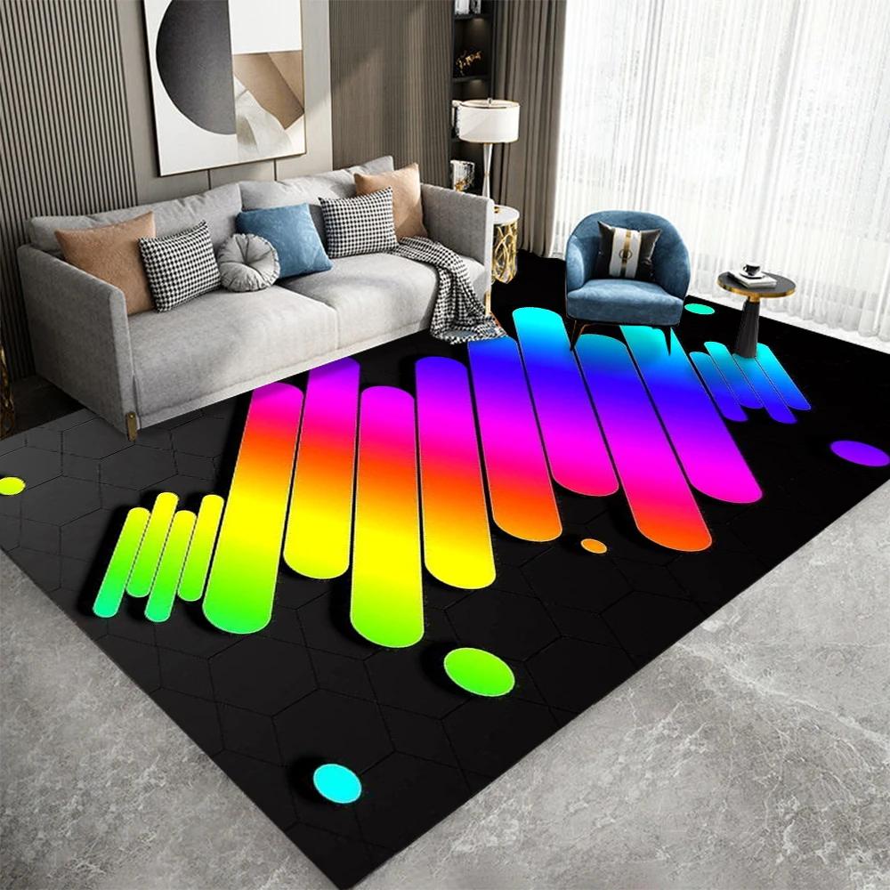Modern Geometric Area Rug, Colorful Triangles Squares Patterns, Soft Non Slip Carpet for Living Room Bedroom Decor