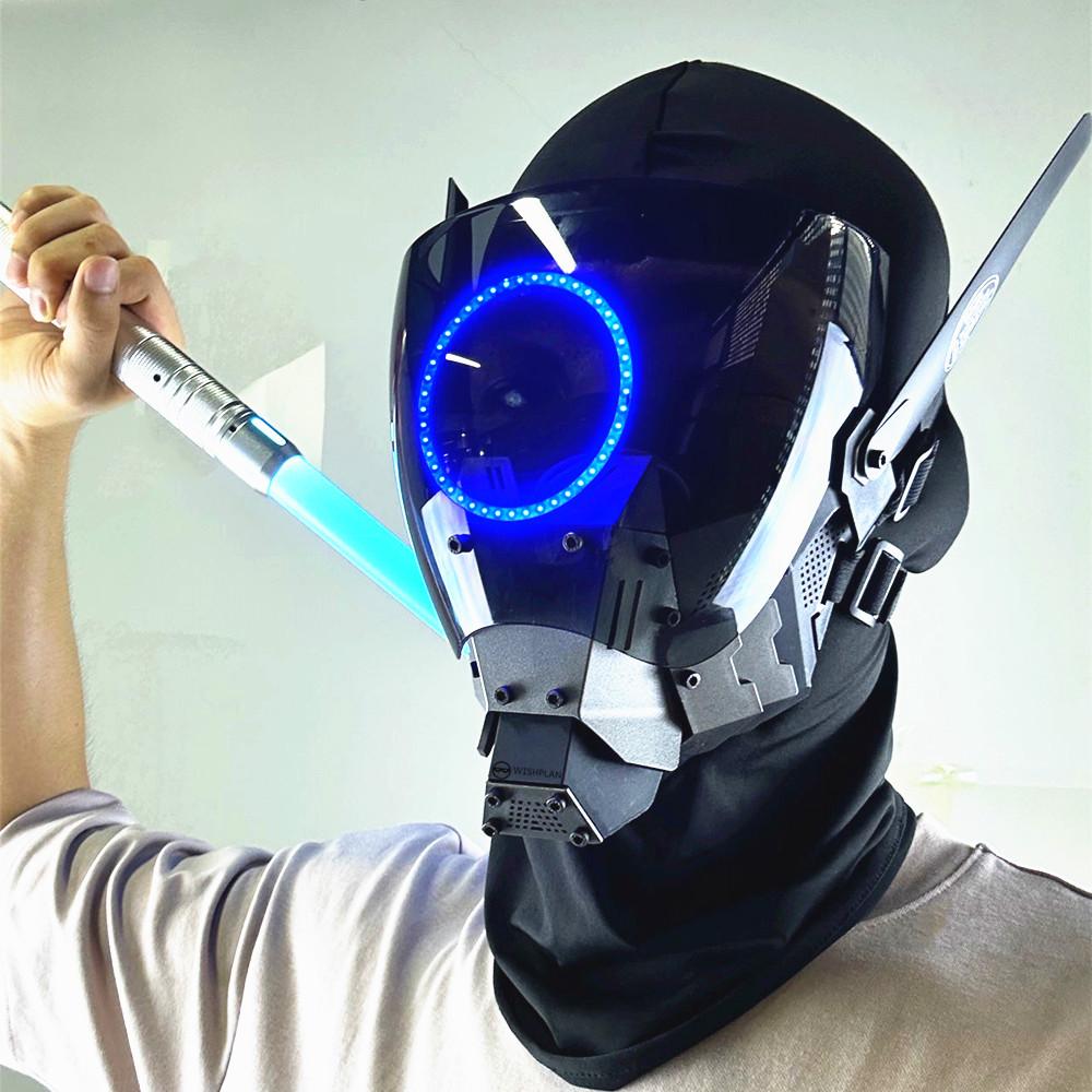 Cyber Punk Commander Cosplay Led Mask,DIY Detachable Punk Mask,Perfect for Halloween,Parties,Masquerade,and Music Festivals