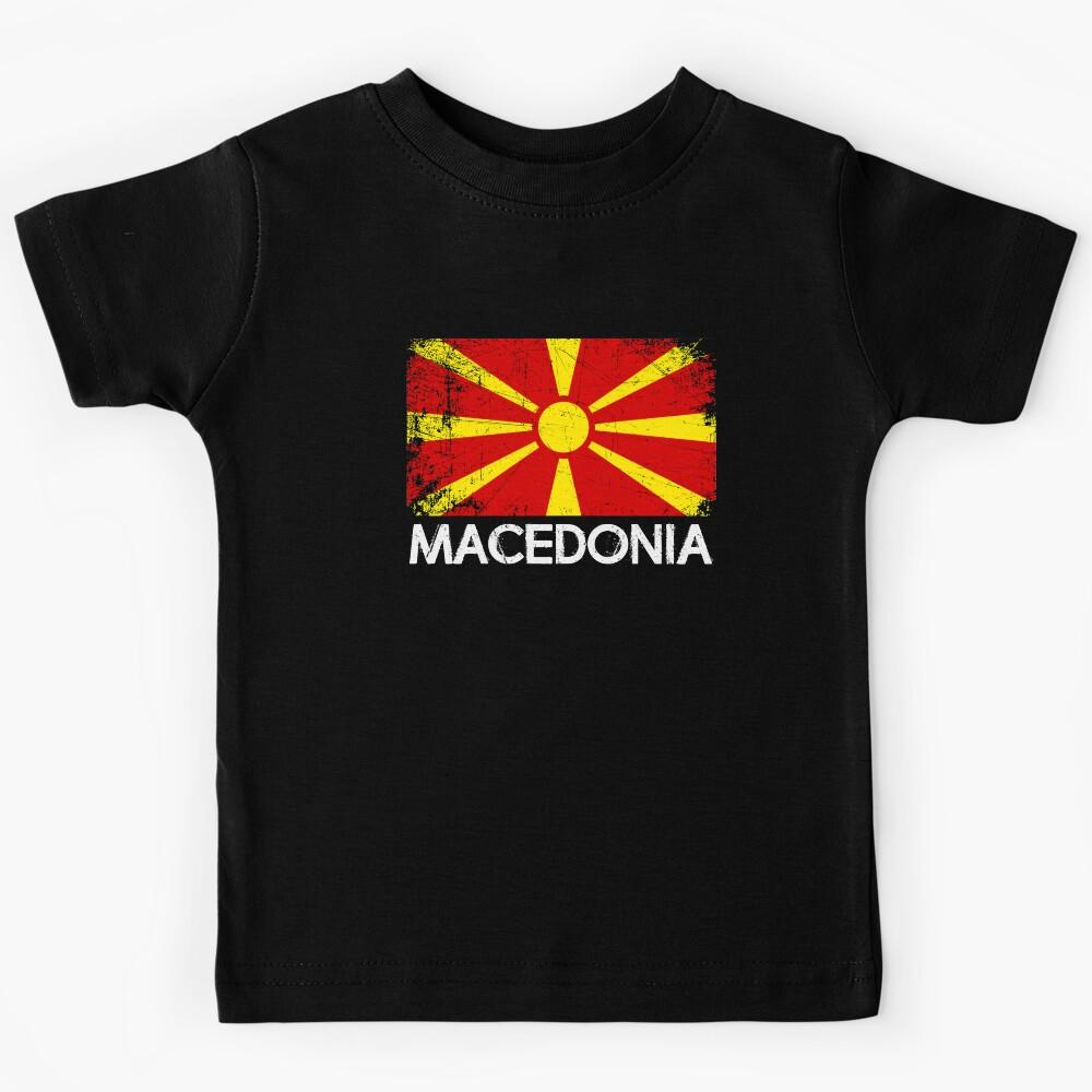 Macedonian Flag Design | Vintage Made In Macedonia Gift Kids T-Shirt 140