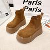 Fashion Winter Warm Cotton Women Ankle Boots Chunky Platform Heels Punk Height Increase Plush Short Booties Shoes Zapatos Mujer