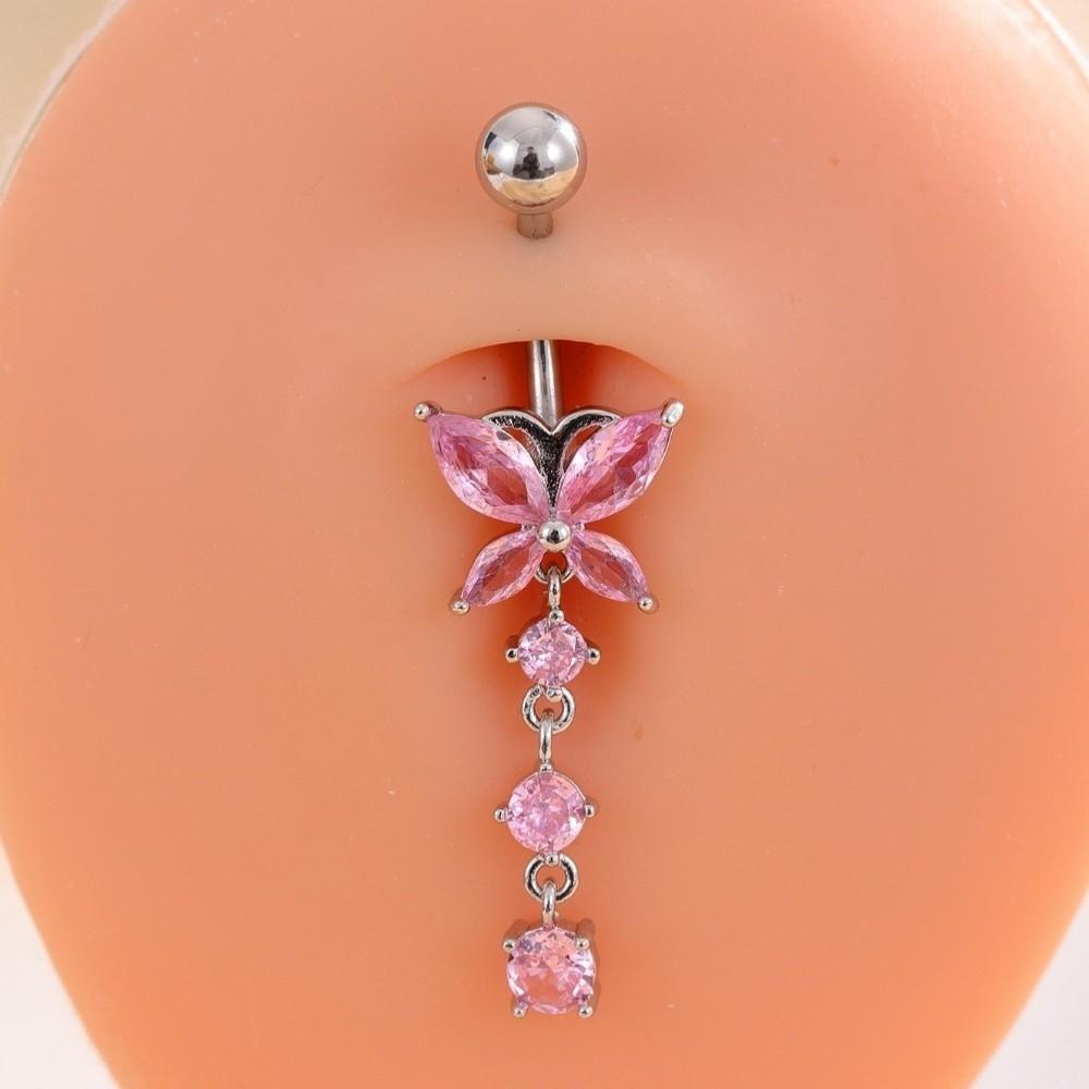 Butterfly Zircon Navel Ring Rhinestone Belly Button Ring Body Piercing Jewelry  Party Decoration