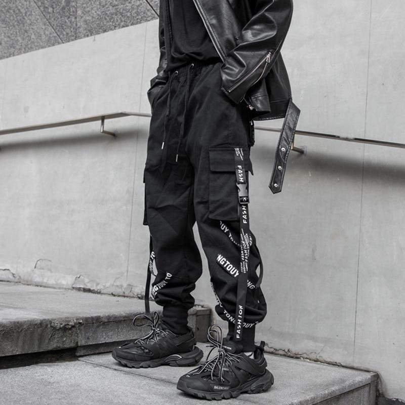 Schwarze Cargohose für Herren, Jogger, Cargohose für Herren, Joggen, japanische Streetwear, Hip Hop, Hippie, Techwear, Gothic-Band