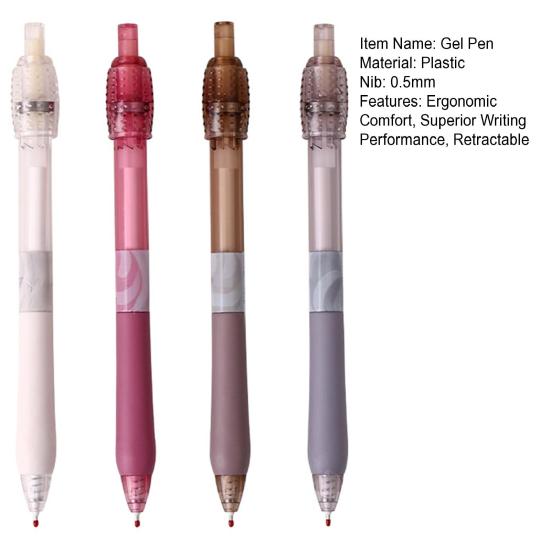 4/8 st Gelpennor Ergonomiskt Bekvämt Grepp 0,5 mm Fin Spets Snabbtorkande Svart Bläck Stresslindrande Penna med Tyst Roterande Hätta