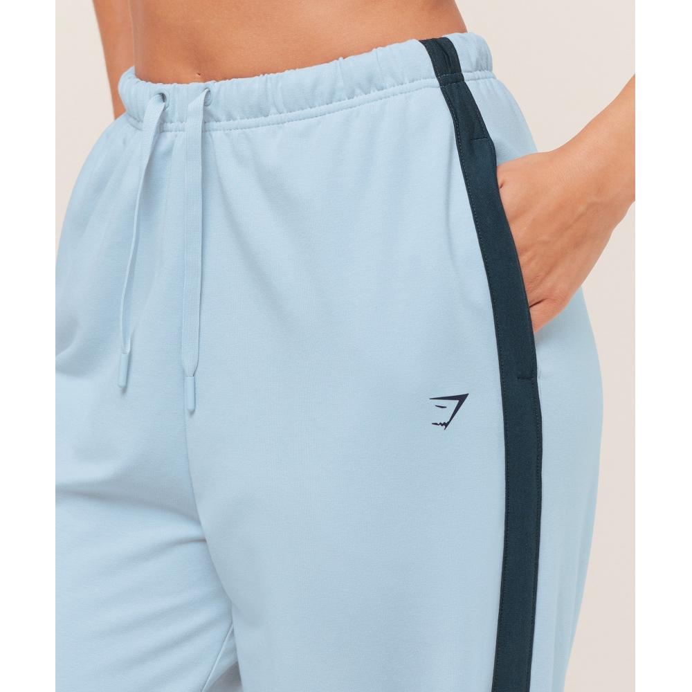 Gymshark Retro Stripe Snap Pant Smoke Blue Deep Petrol Blue B2c5y Udyh