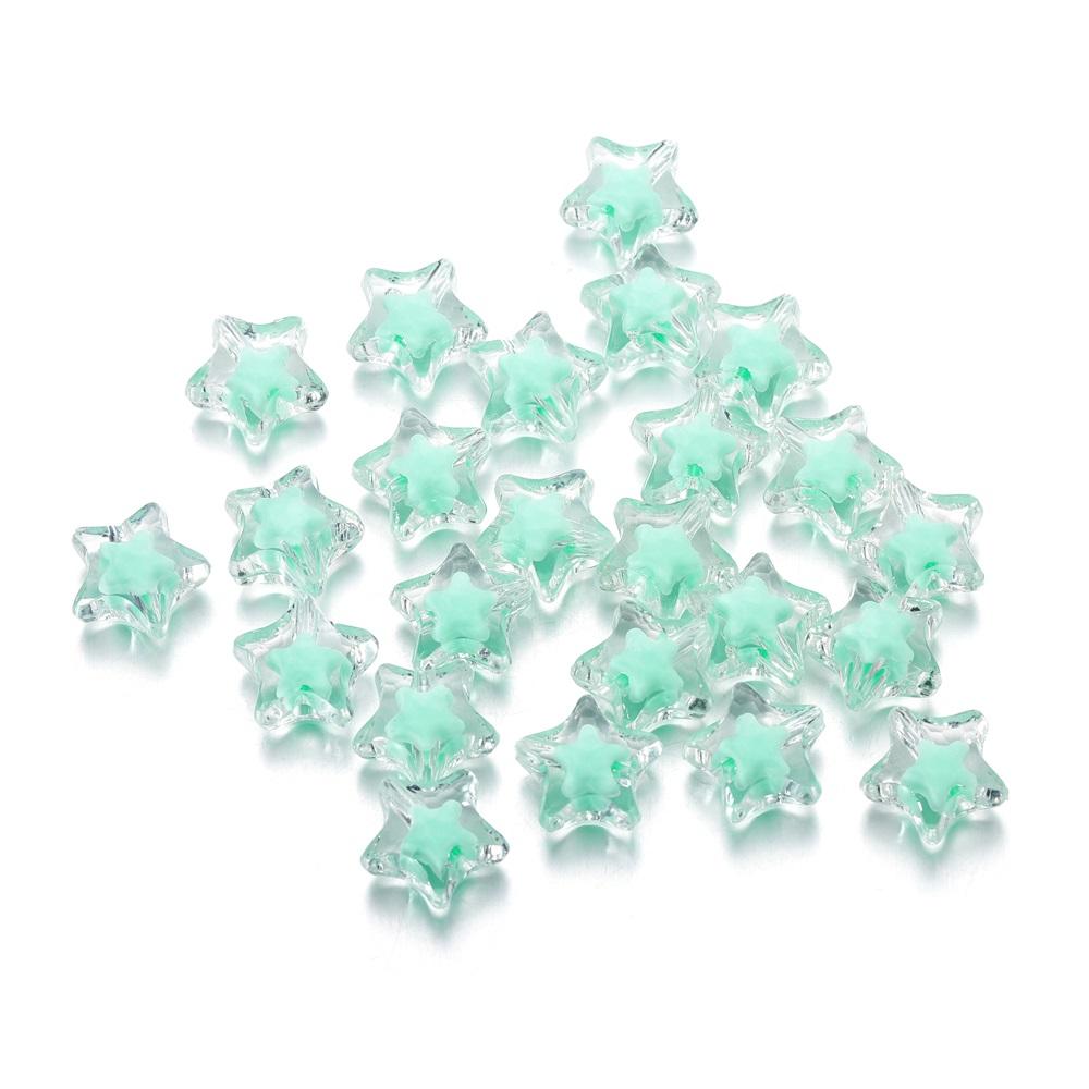 20Pcs/Lot Transparent Five-pointed Star Shape Acrylic Charm Spacer Loose Beads for Jewelry Making DIY Bracelet Accessories