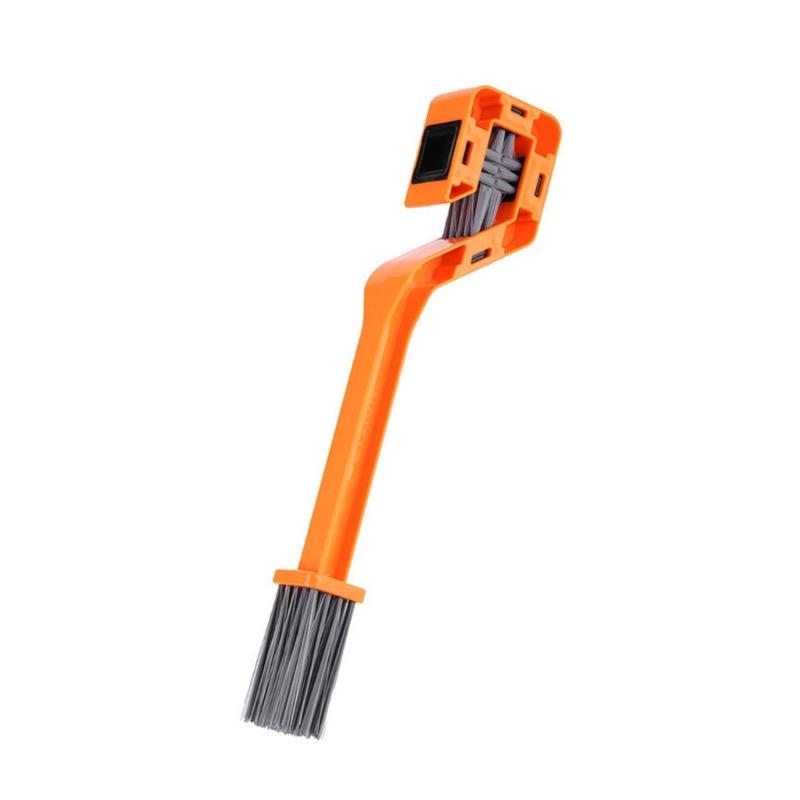 Двусторонняя щетка для чистки мотоциклетной цепи, многофункциональная щетка для чистки, портативная щетка для чистки цепи, инструмент для чистки цепи и звездочек оранжевый