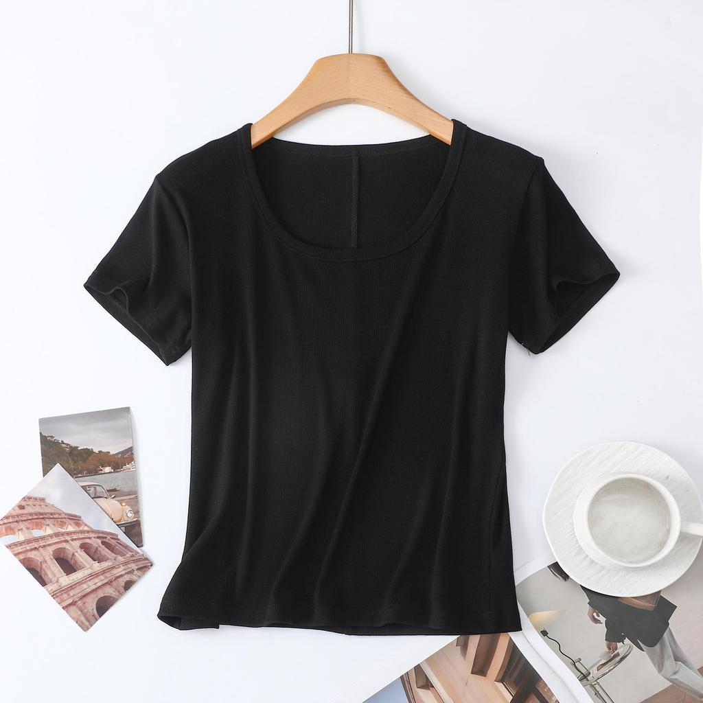 2026 Women’s Slim Fit Lightweight Round Neck Tencel Short Sleeve Ice Silk Top