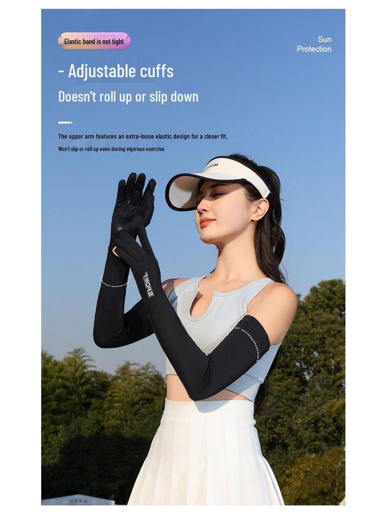 En'aite Women's Anti-UV Ice Silk Arm Sleeves - Summer 2025 Sunshade Protectors