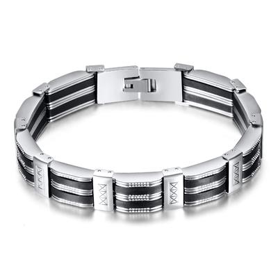Bracciale da uomo alla moda da strada hip-hop alla moda, personalità, bracciale da uomo in silicone a pois in acciaio al titanio, da donna
