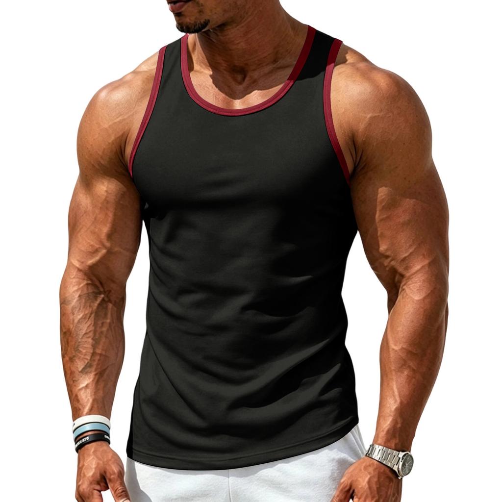 Men's Athletic Tank Top Gym Workout Sleeveless Shirt Moisture Wicking Breathable Stretch Fabric Loose Fit Training Vest